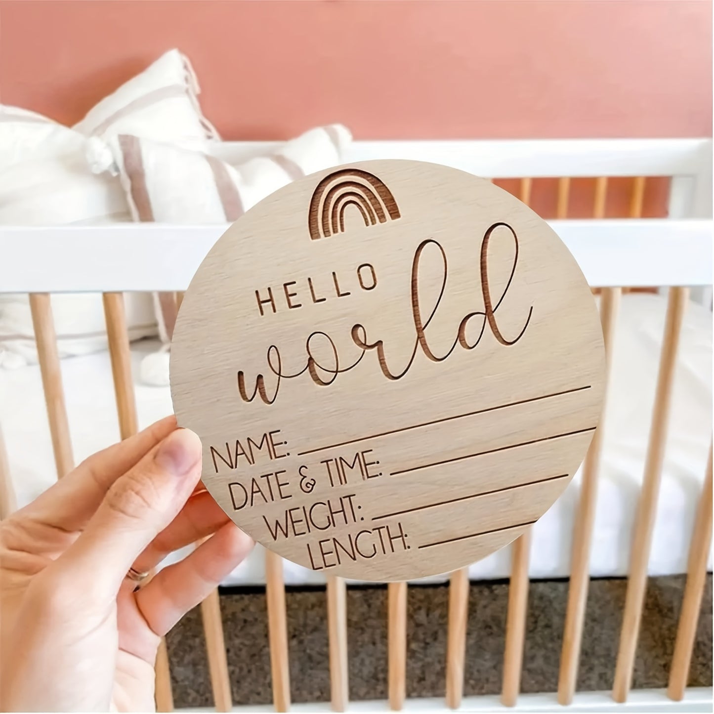 14.99 Cm Baby Wooden Birth Announcement Sign