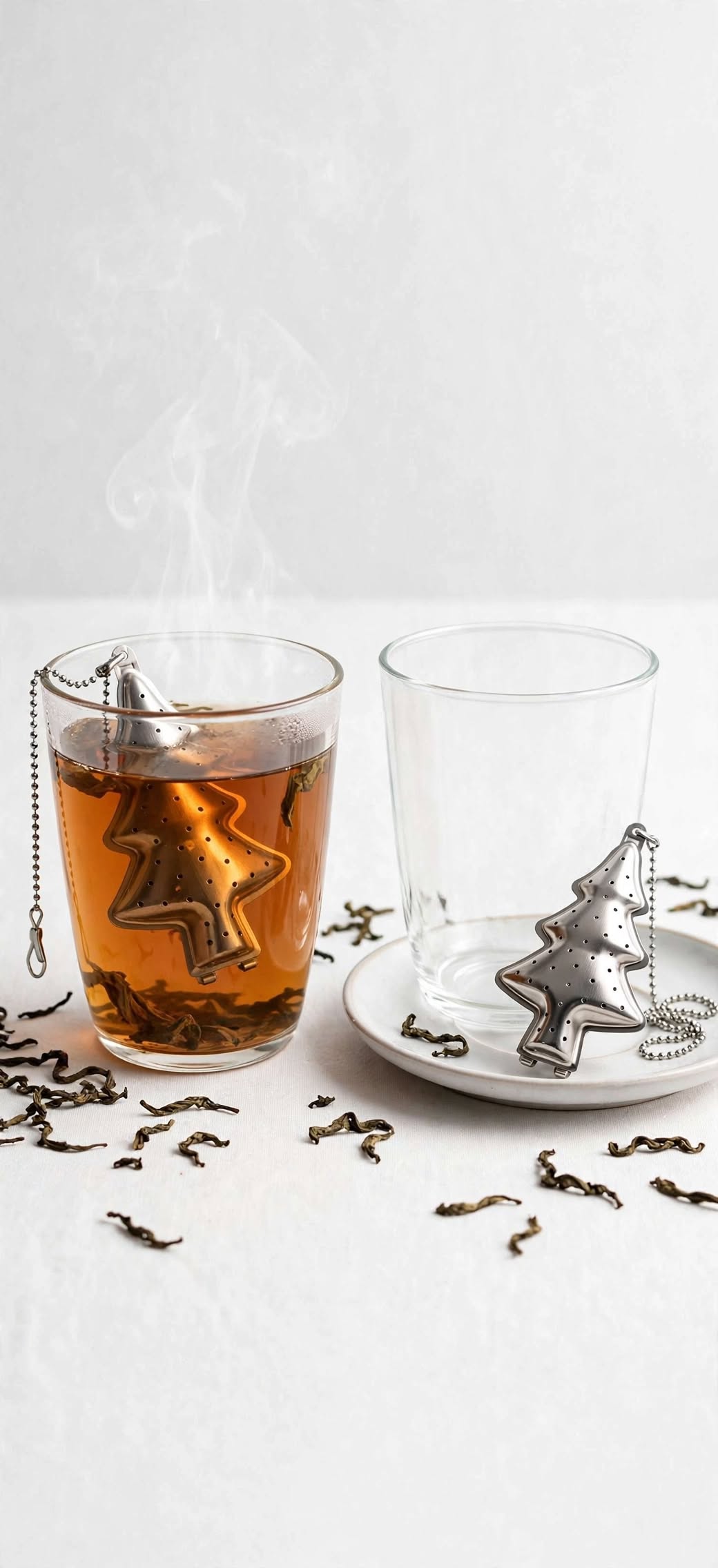 ๐ Christmas Tree Tea Infuser โ Silver | Reusable Loose Leaf Tea Strainer