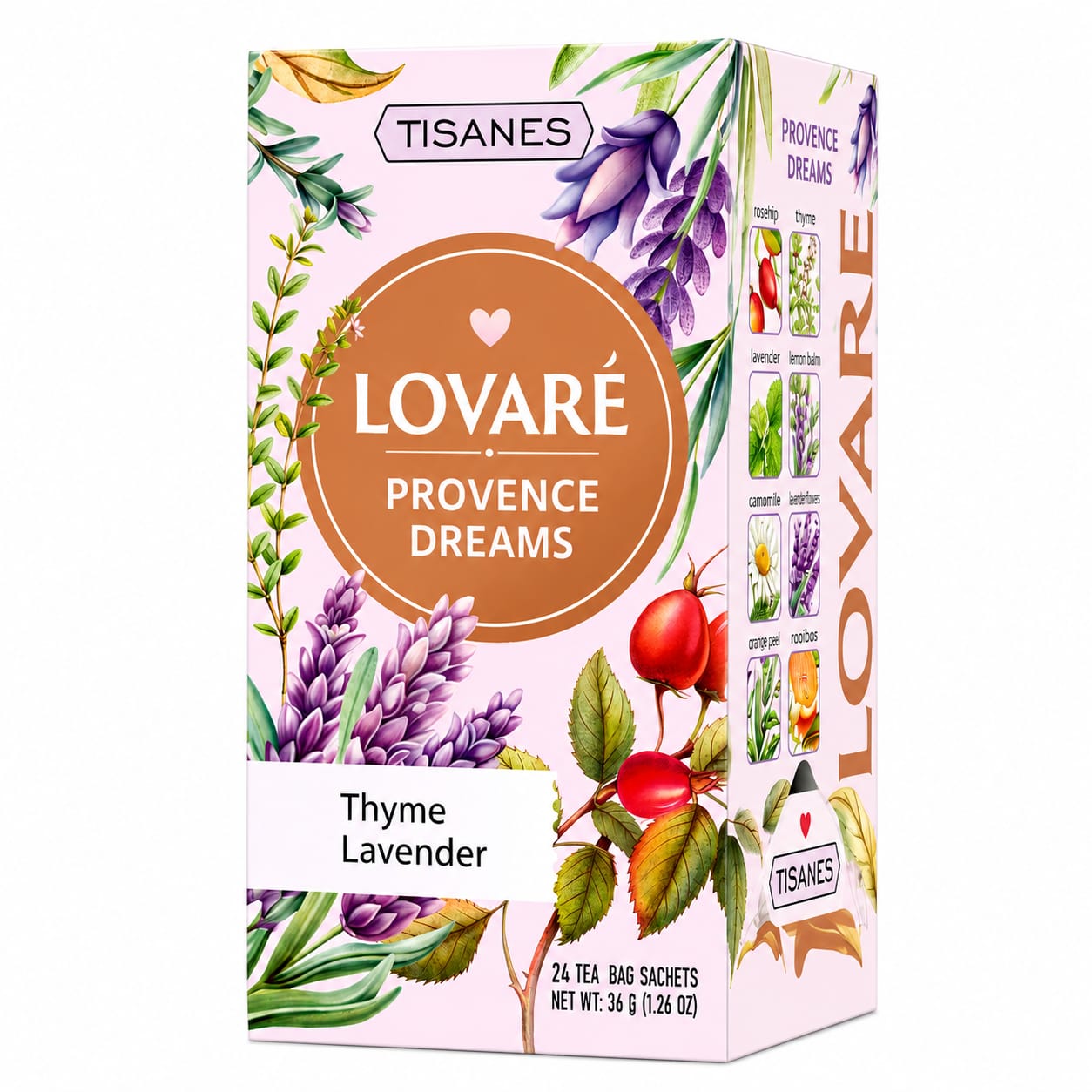 Lovaré Provence Dreams Herbal Tea | 24 Pyramid Tea Bags | Lavender Herbal Infusion