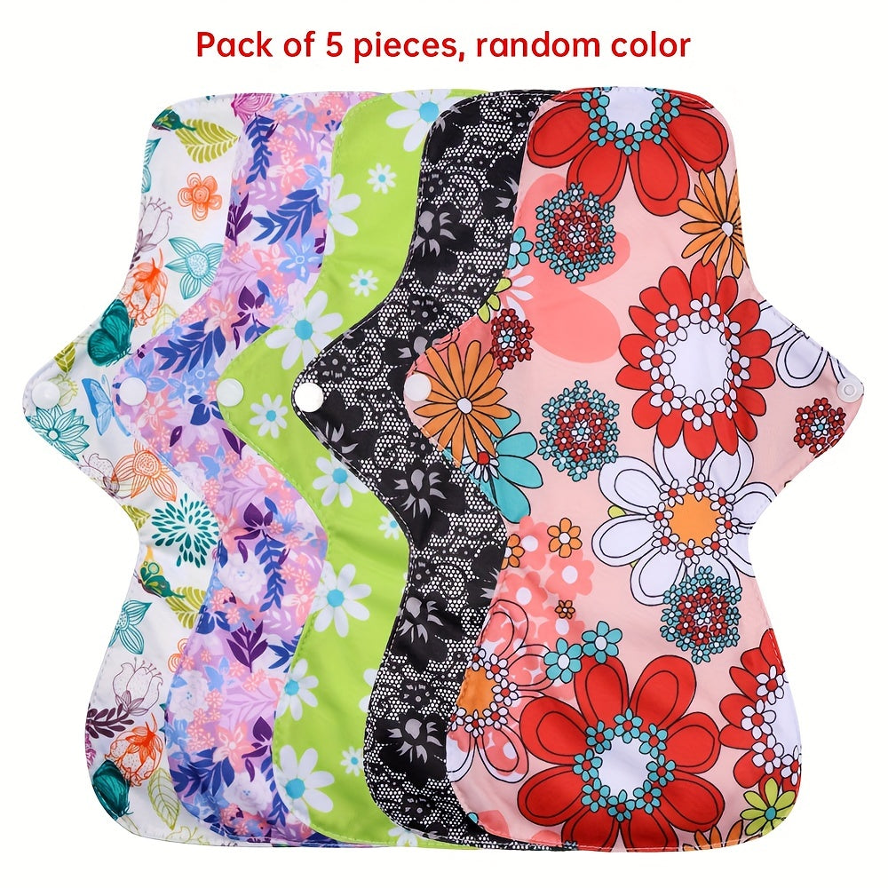 5pcs/10pcs Reusable Sanitary Menstrual Pad, Bamboo Cloth Pads For Heavy Flow Large Sanitary Pads Set With Wings For Women, Washable Overnight Cloth Panty Liners Period Pads