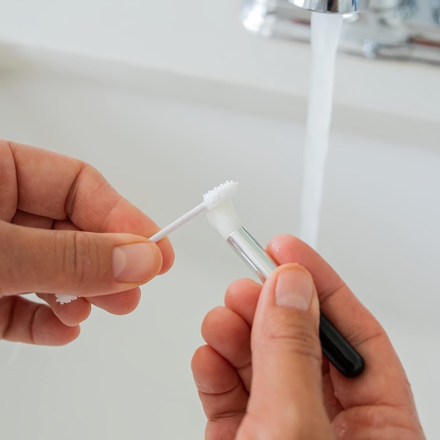 Herbruikbare siliconen make-uppadsset (2 stuks) met bamboe opbergdoos