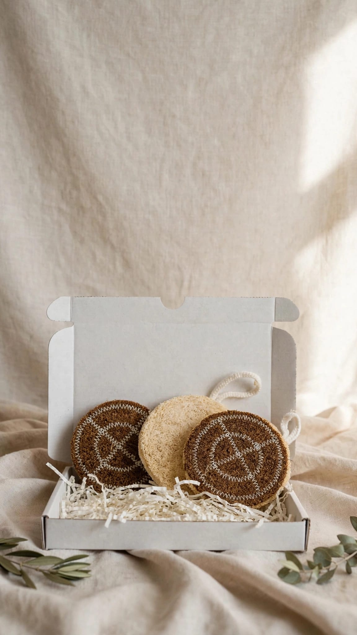 Natural Cleaning Sponge Set – 3 Piece Coconut & Loofah Kitchen Sponges – Plastic-Free, Reusable & Compostable