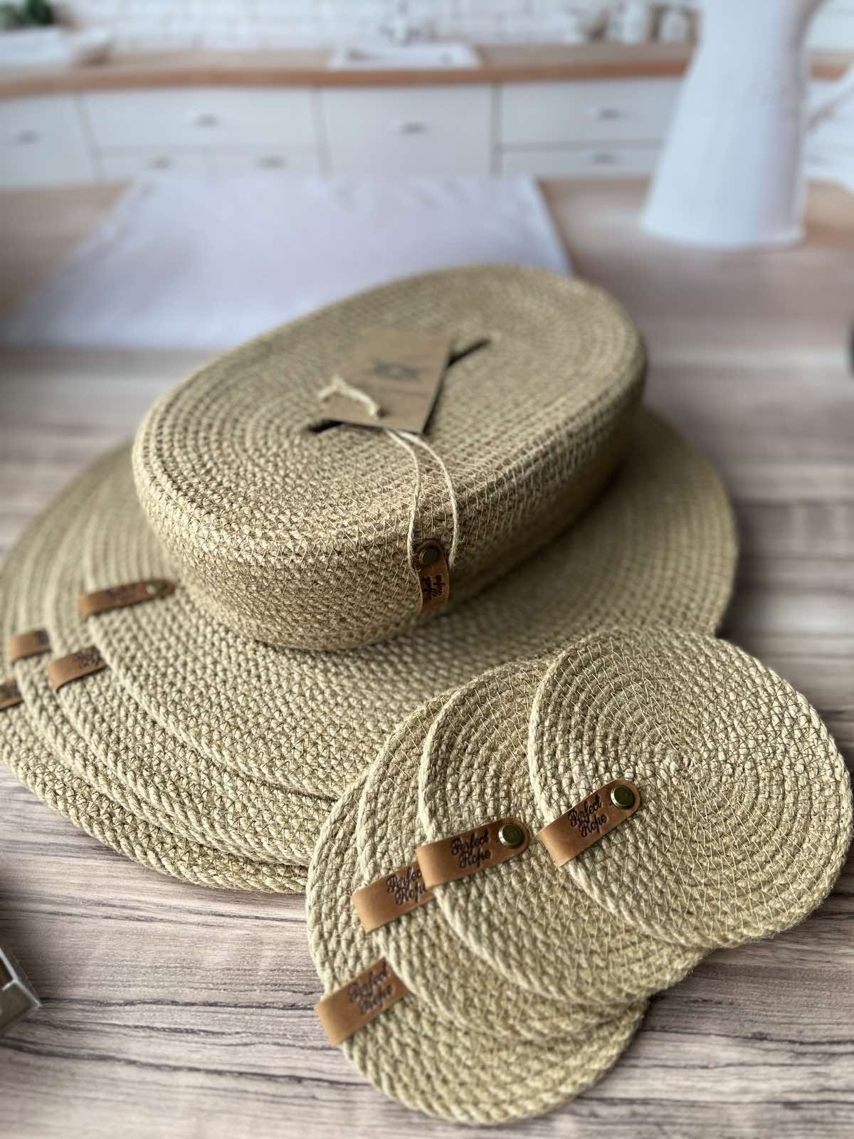 Handmade Jute Coasters – Natural Eco Table Coasters 15 cm | Handgemaakte Jute Onderzetters