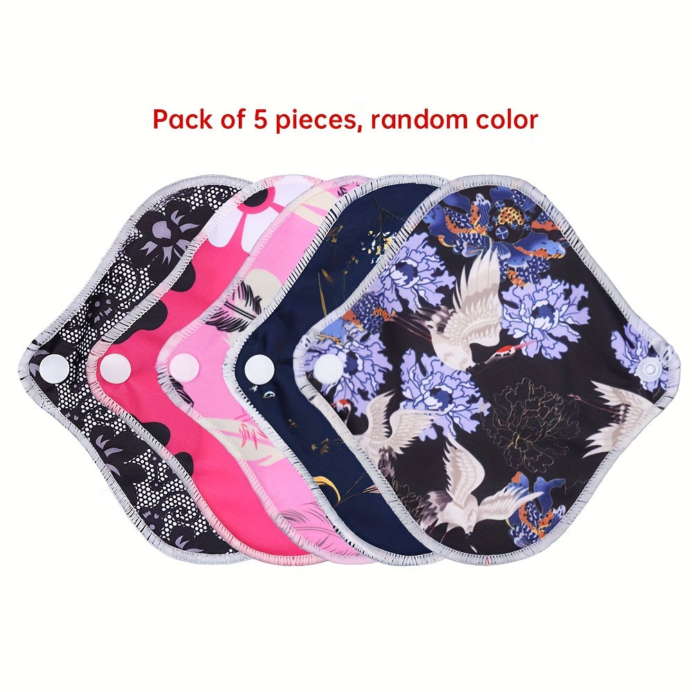 5pcs/10pcs Reusable Sanitary Menstrual Pad, Bamboo Cloth Pads For Heavy Flow Large Sanitary Pads Set With Wings For Women, Washable Overnight Cloth Panty Liners Period Pads