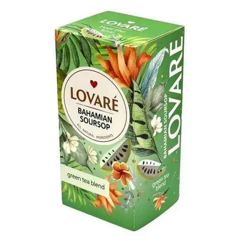 Lovaré Bahamian Soursop – Premium Green Tea | 24 Individually Wrapped Tea Bags