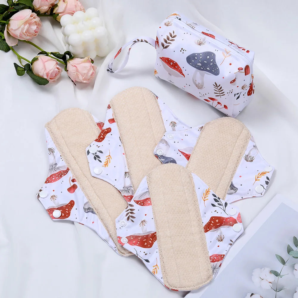 4pcs/Set Including 1pc Mini Wet Bag Mesh Cotton Lining Cloth Menstrual Pads Reusable Sanitary Pads Mama Panty Liners