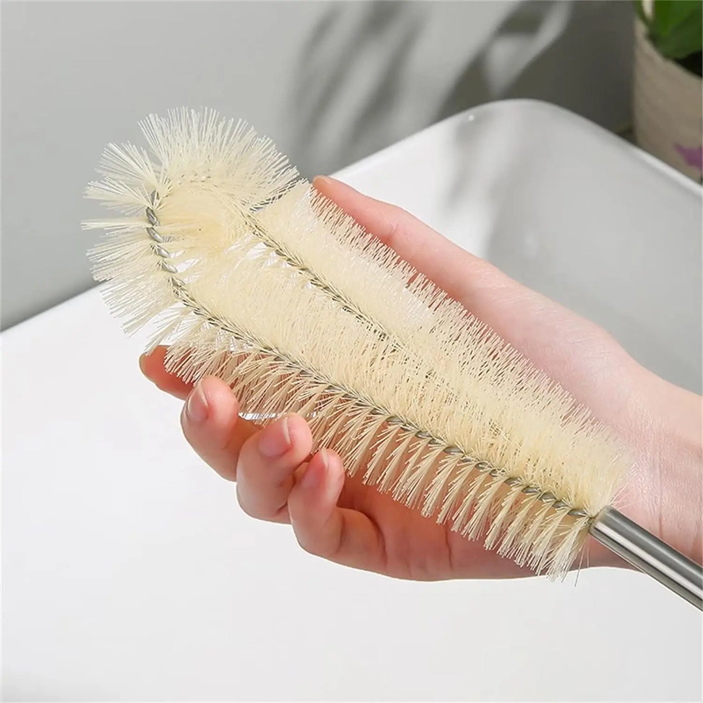 Bottle Brush Cleaner with Long Wooden Handle – For Cups, Bottles & Jugs