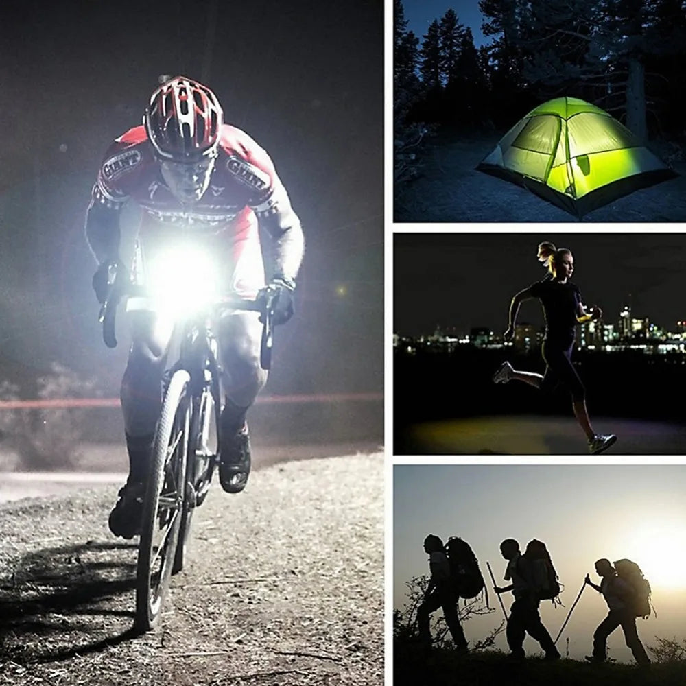 🚴♂️ USB and Solar Powered LED Bicycle Light Set – Front Headlight & Rear Taillight, Waterproof, Rechargeable