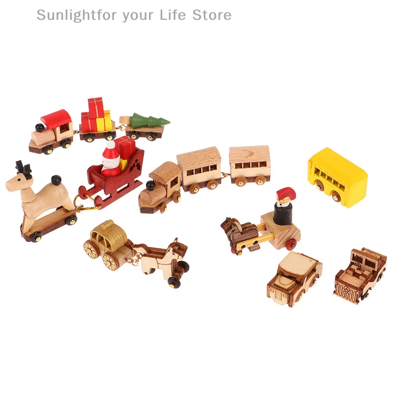 Christmas Handmade Wooden Music Box DIY Car Train Assembly Music Box Base Small Ornament Micro Landscape New Year Navidad Gift