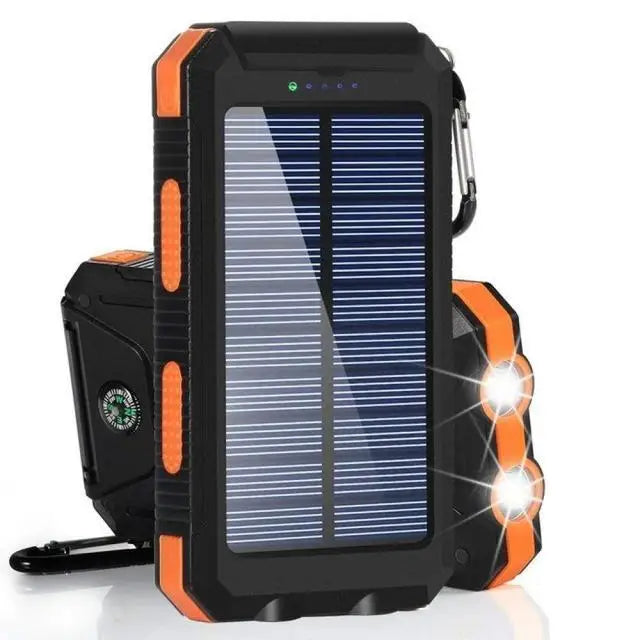 ☀️ Solar Power Bank – Portable Charger with LED Flashlight & Compass (20W)