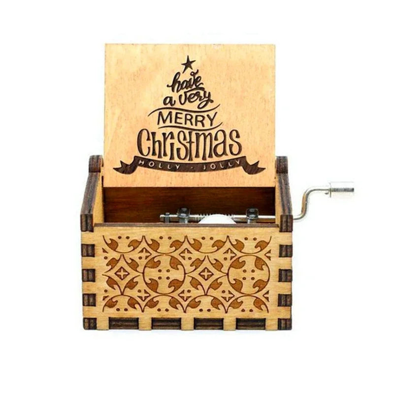 Wooden Hand-Crank Music Box – “We Wish You a Merry Christmas”