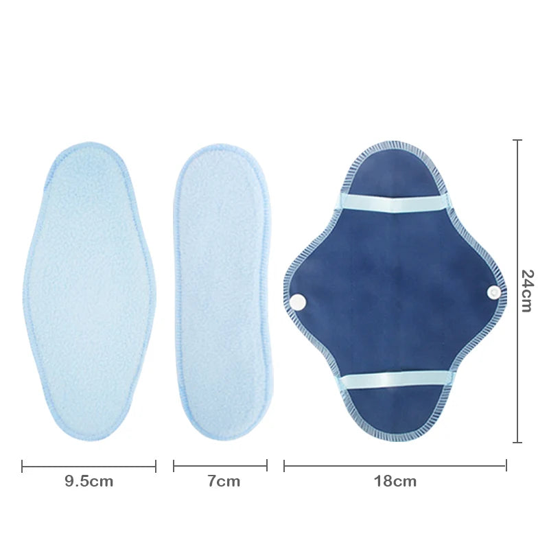 AIO 8Pcs/ Set Reusable Washable Cloth Menstrual Pads Soft Panty Liners with Wet Bag Leak-proof Daily-Night Use Sanitary Napkins