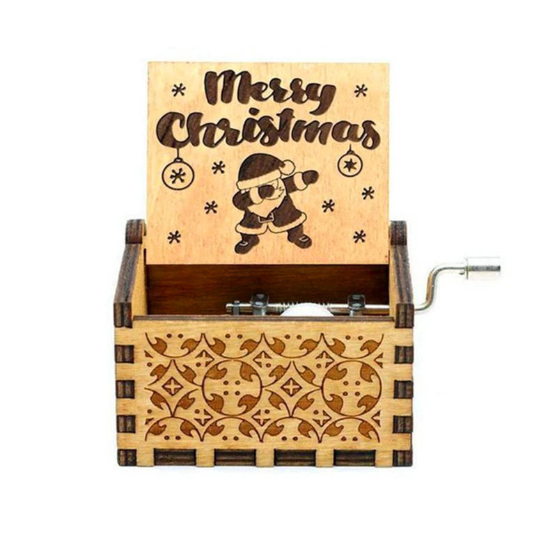 Wooden Hand-Crank Music Box – “We Wish You a Merry Christmas”