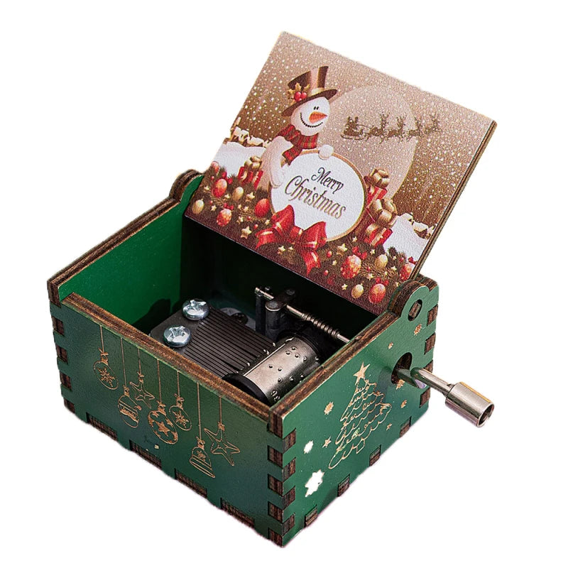 Wooden Hand-Crank Music Box – “We Wish You a Merry Christmas”