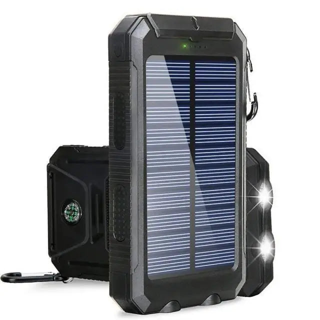 ☀️ Solar Power Bank – Portable Charger with LED Flashlight & Compass (20W)