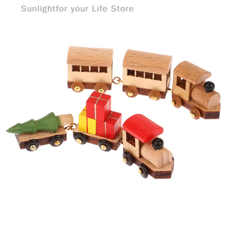 Christmas Handmade Wooden Music Box DIY Car Train Assembly Music Box Base Small Ornament Micro Landscape New Year Navidad Gift