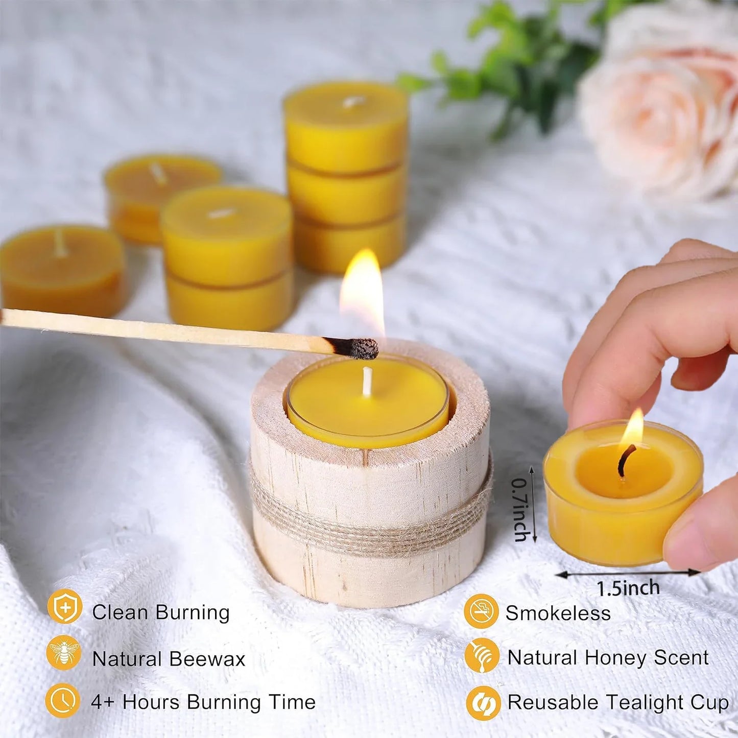 Natural Beeswax Tealight Candles – Handcrafted, Smokeless & Eco-Friendly