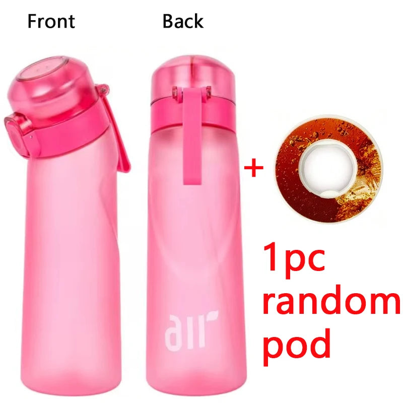 1pc Air Water Bottle With 1pc Random Round Shape Flavor Pod Sports Straw Plastic Cup Leak Proof Outdoor Travel Sports Bottles