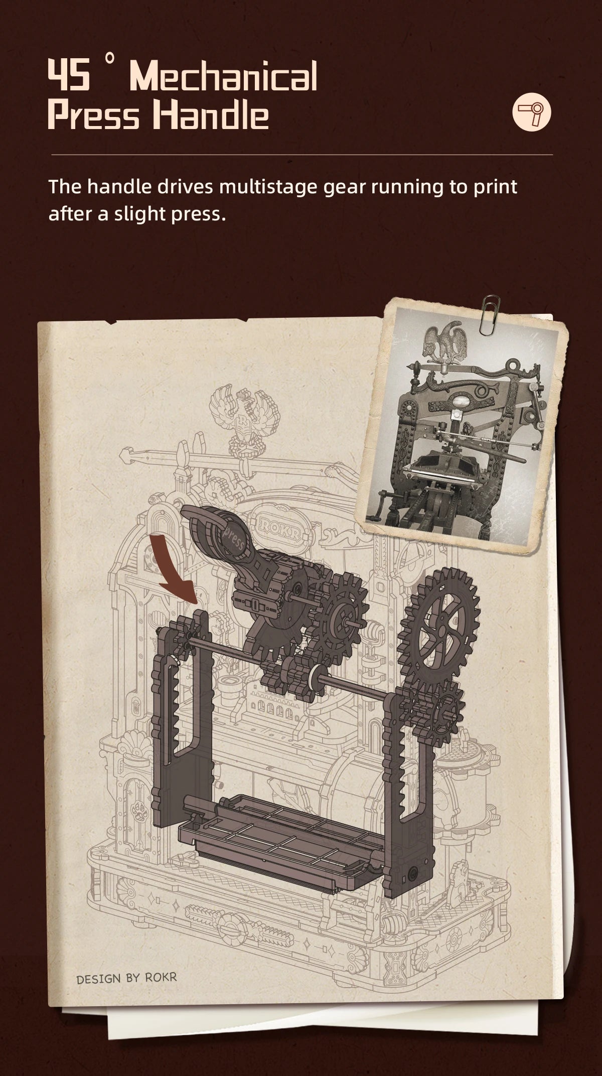 Robotime Printing Press 3D DIY Puzzle