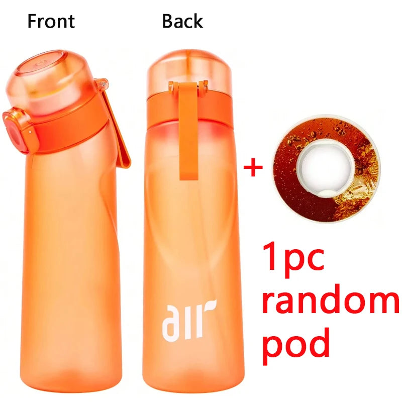 1pc Air Water Bottle With 1pc Random Round Shape Flavor Pod Sports Straw Plastic Cup Leak Proof Outdoor Travel Sports Bottles