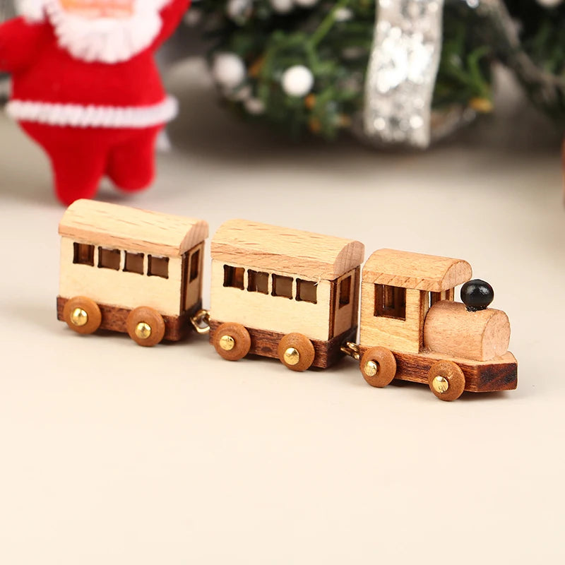 Christmas Handmade Wooden Music Box DIY Car Train Assembly Music Box Base Small Ornament Micro Landscape New Year Navidad Gift