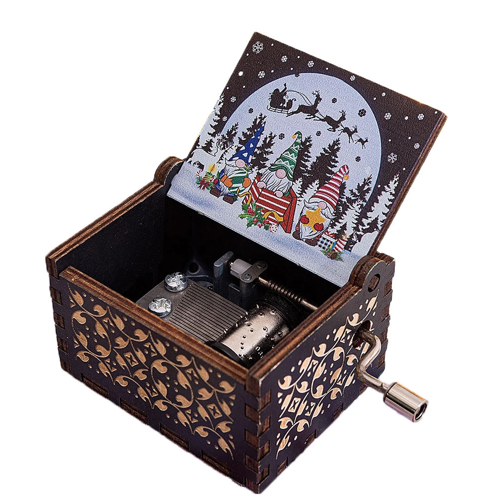 Wooden Hand-Crank Music Box – “We Wish You a Merry Christmas”