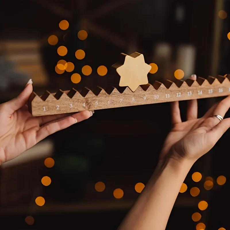Wooden Boxwood Christmas Advent Calendar – Star Design