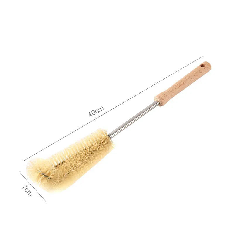 Bottle Brush Cleaner with Long Wooden Handle – For Cups, Bottles & Jugs