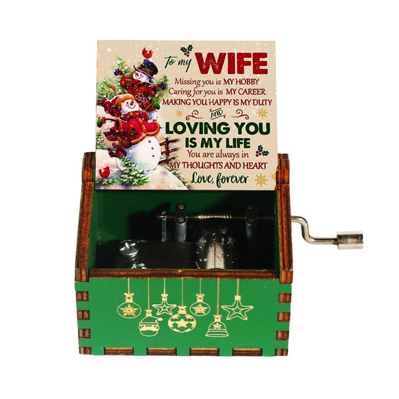 Wooden Hand-Crank Music Box – “We Wish You a Merry Christmas”