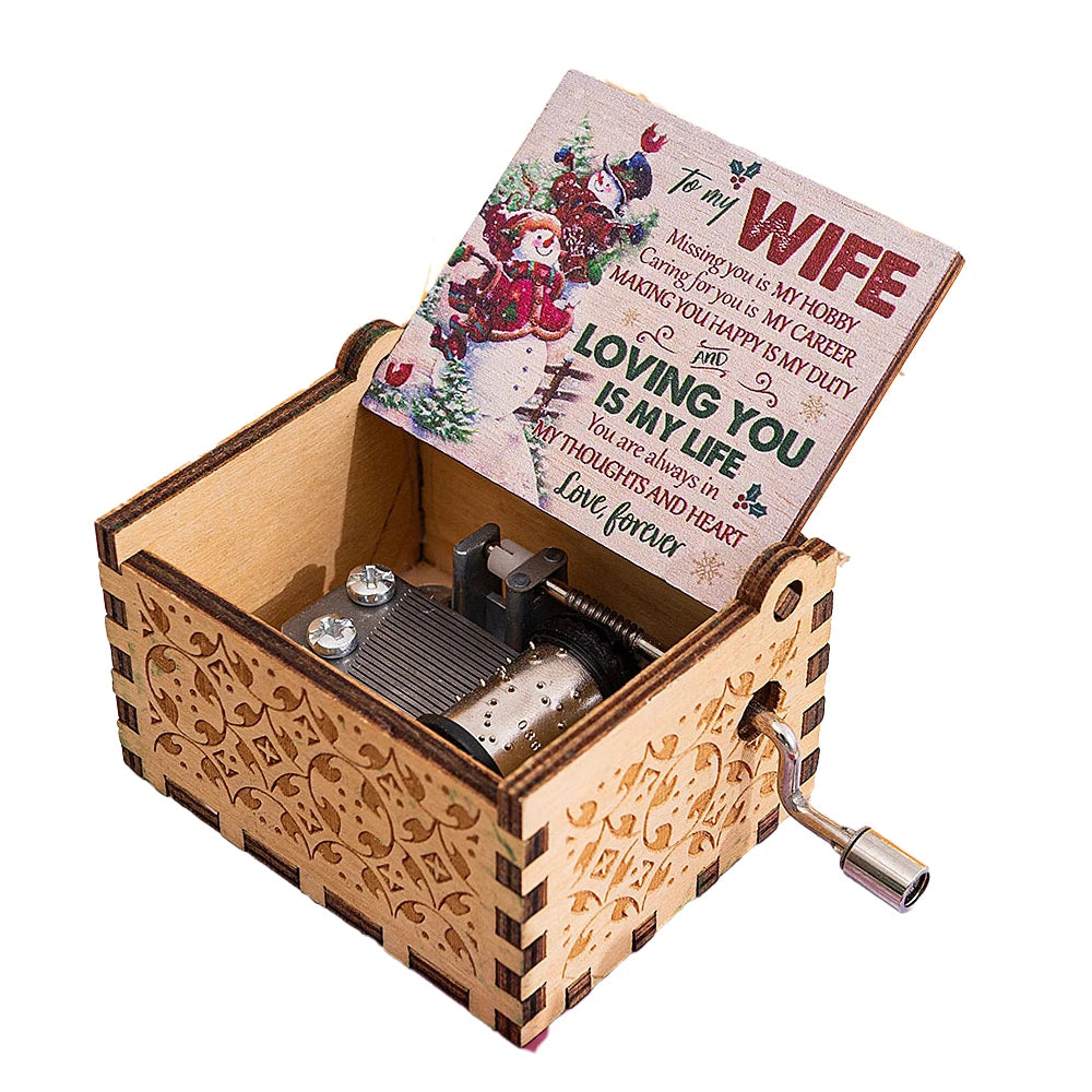 Wooden Hand-Crank Music Box – “We Wish You a Merry Christmas”