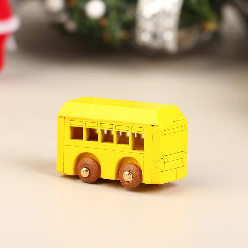 Christmas Handmade Wooden Music Box DIY Car Train Assembly Music Box Base Small Ornament Micro Landscape New Year Navidad Gift