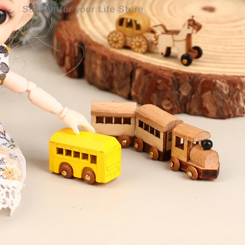 Christmas Handmade Wooden Music Box DIY Car Train Assembly Music Box Base Small Ornament Micro Landscape New Year Navidad Gift