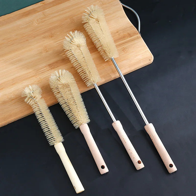 Bottle Brush Cleaner with Long Wooden Handle – For Cups, Bottles & Jugs