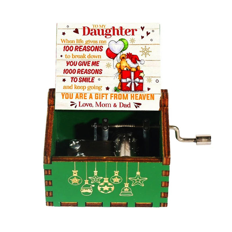 Wooden Hand-Crank Music Box – “We Wish You a Merry Christmas”