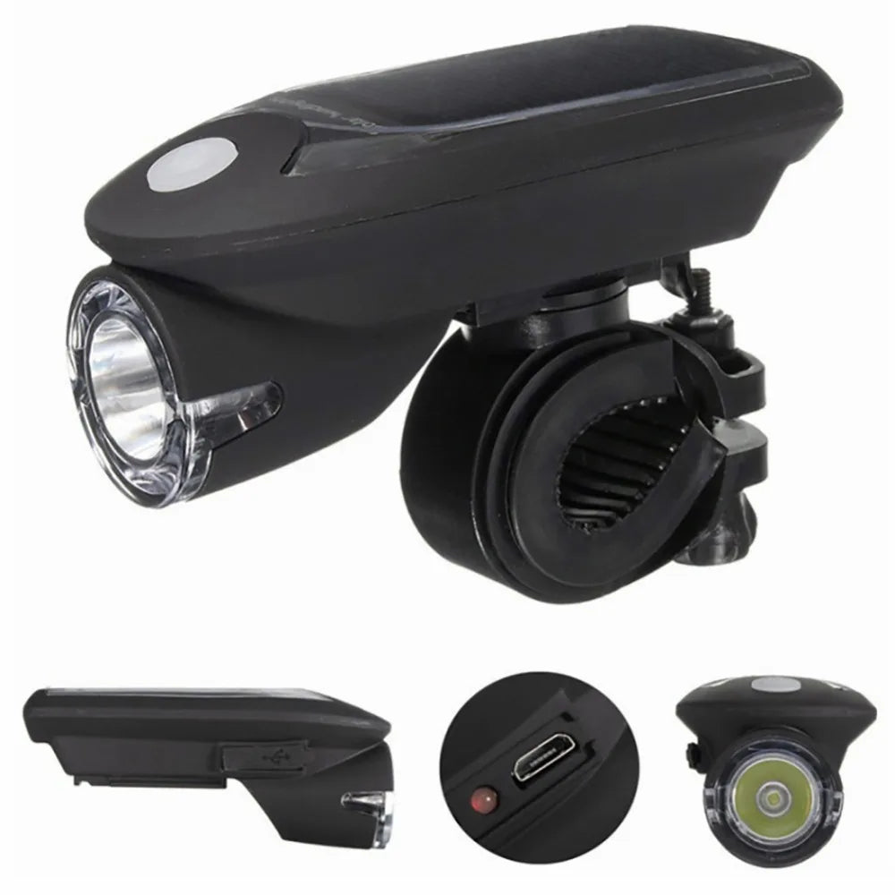 🚴♂️ USB and Solar Powered LED Bicycle Light Set – Front Headlight & Rear Taillight, Waterproof, Rechargeable