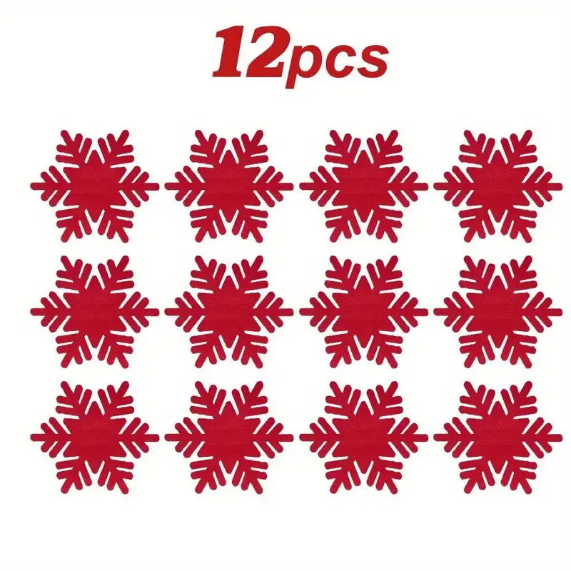 12pcs Christmas Felt Snowflake Tableware Pads