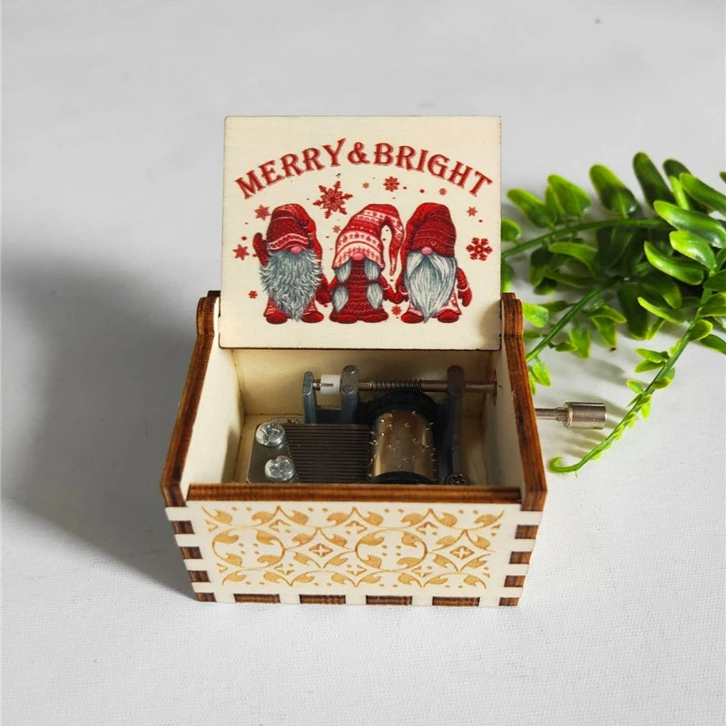 Wooden Hand-Crank Music Box – “We Wish You a Merry Christmas”