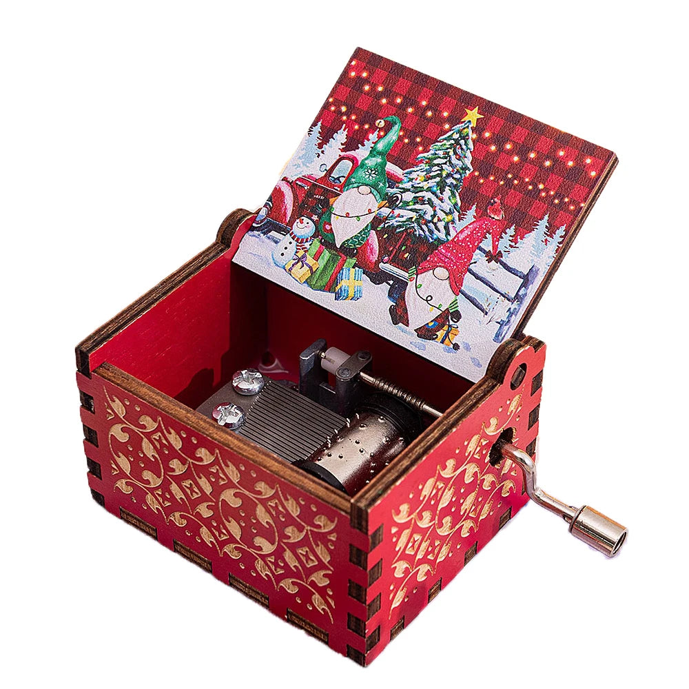 Wooden Hand-Crank Music Box – “We Wish You a Merry Christmas”