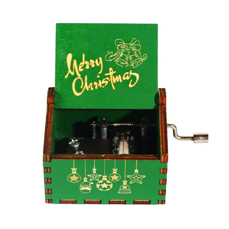Wooden Hand-Crank Music Box – “We Wish You a Merry Christmas”