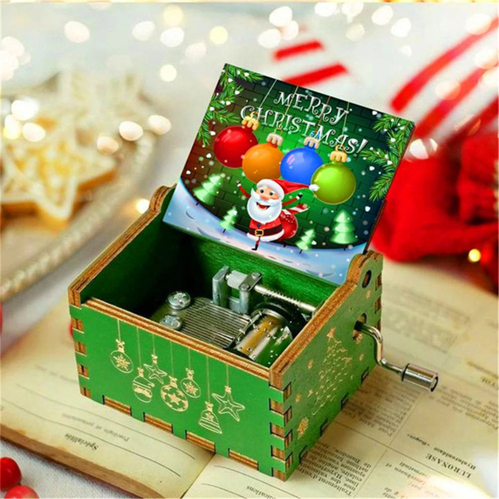 Wooden Hand-Crank Music Box – “We Wish You a Merry Christmas”