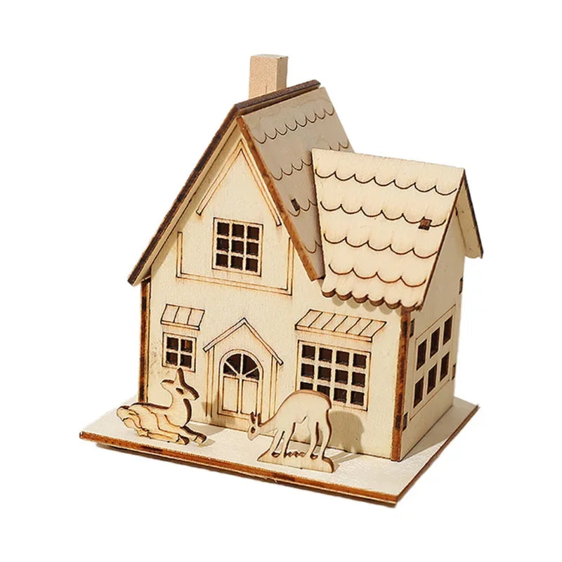 Mini LED Wooden House Ornament