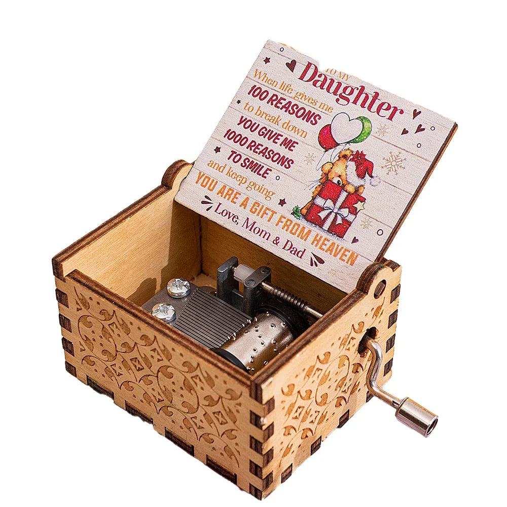 Wooden Hand-Crank Music Box – “We Wish You a Merry Christmas”