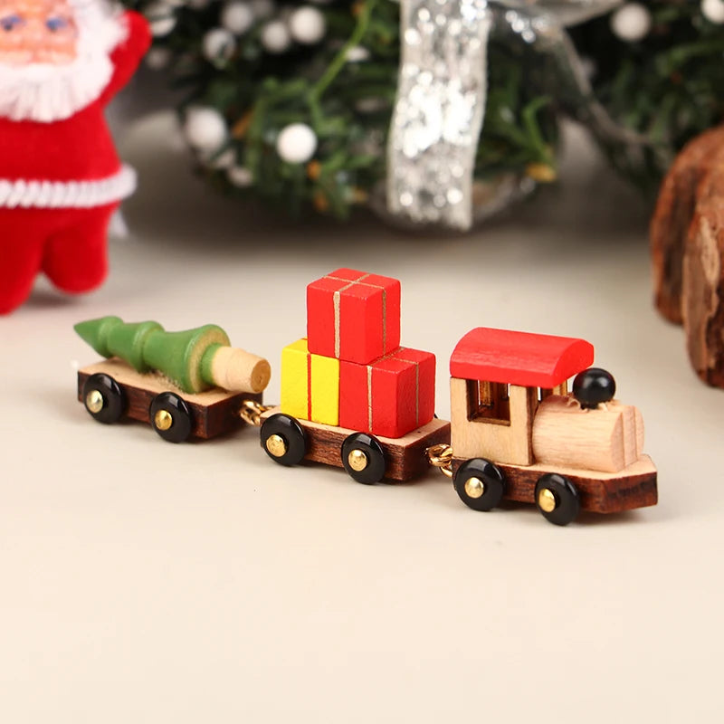 Christmas Handmade Wooden Music Box DIY Car Train Assembly Music Box Base Small Ornament Micro Landscape New Year Navidad Gift