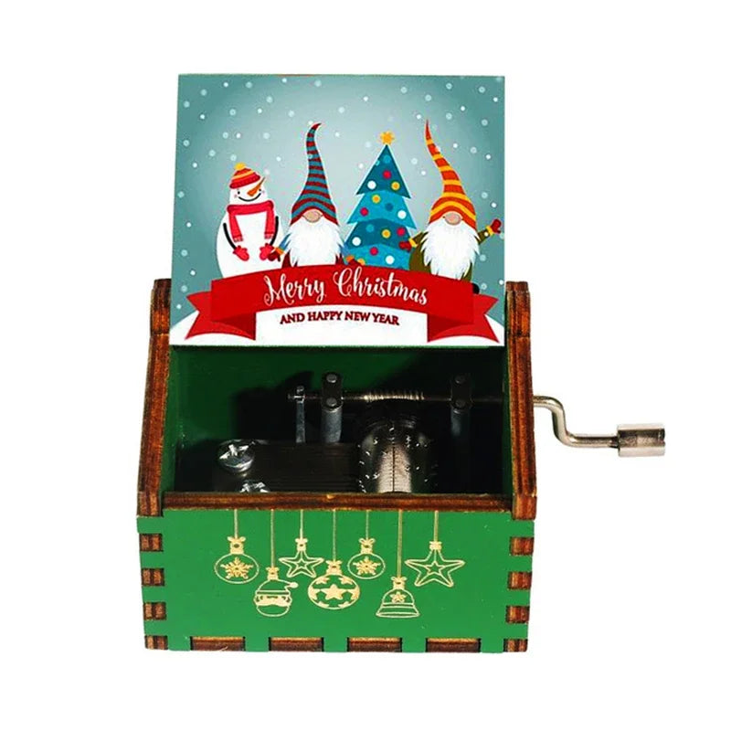 Wooden Hand-Crank Music Box – “We Wish You a Merry Christmas”