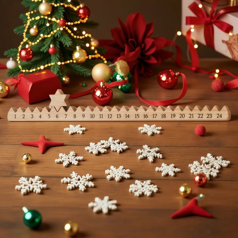 Wooden Boxwood Christmas Advent Calendar – Star Design