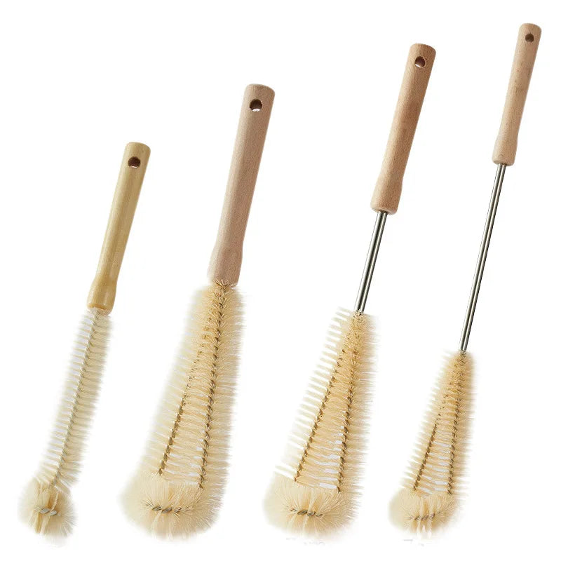 Bottle Brush Cleaner with Long Wooden Handle – For Cups, Bottles & Jugs
