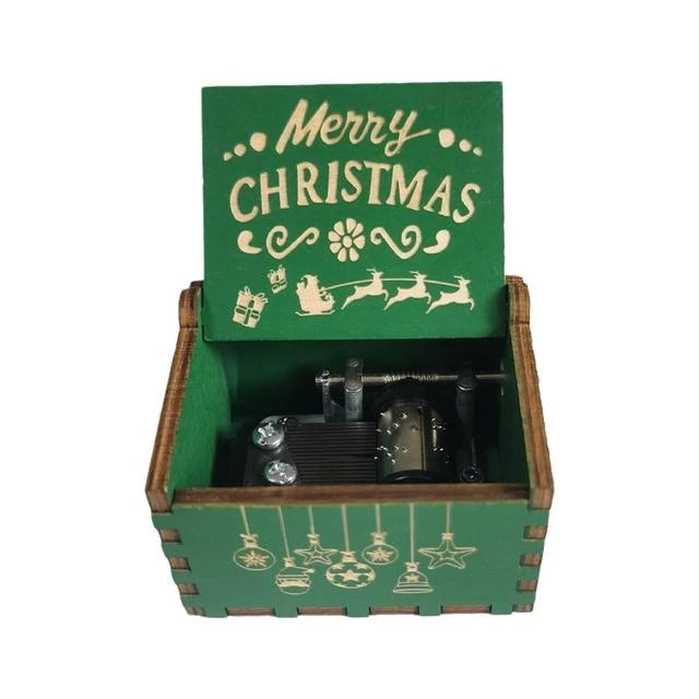 Wooden Hand-Crank Music Box – “We Wish You a Merry Christmas”