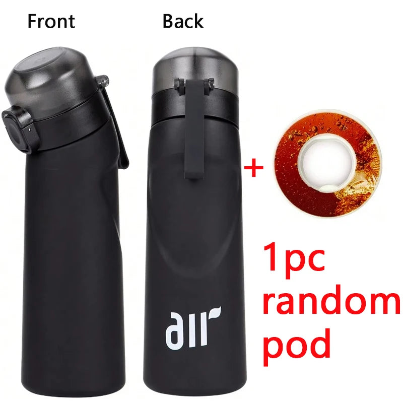 1pc Air Water Bottle With 1pc Random Round Shape Flavor Pod Sports Straw Plastic Cup Leak Proof Outdoor Travel Sports Bottles