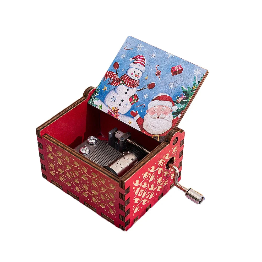 Wooden Hand-Crank Music Box – “We Wish You a Merry Christmas”