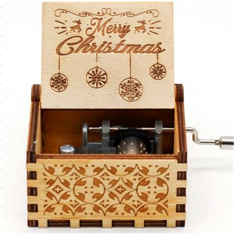Wooden Hand-Crank Music Box – “We Wish You a Merry Christmas”